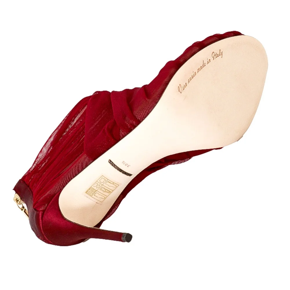 DOLCE & GABANNA 💎 Red Tulle Open-Toe High-Heels Designer Booties Shoes EU 38.5 - Picture 6 of 6